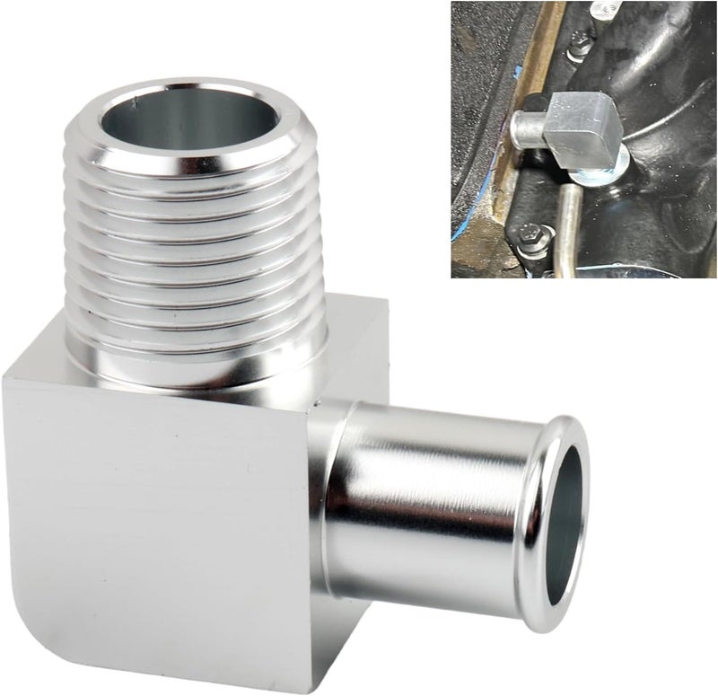 Figpade 90° Heater Hose Connector,Heater 90 Degree Hose Elbow from 1/2 NPT to 5/8 Barb for 5/8" Hoses & 1/2" NPT Intake Manifold,Aluminum Car Accessories Heaters Hoses Fitting for Car System - Image 1
